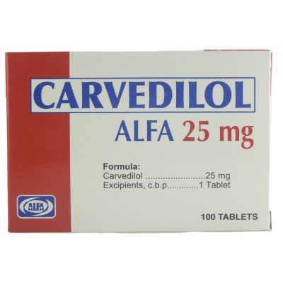 CARVEDILOL ALFA 25MG 100 TABLETAS C/B (CADA BLISTER)