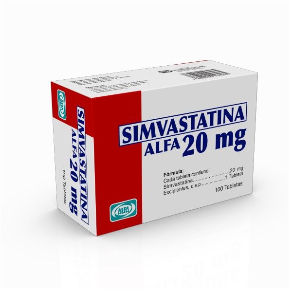 SIMVASTATINA ALFA 20MG 100 TABLETAS C/B (CADA BLISTER)