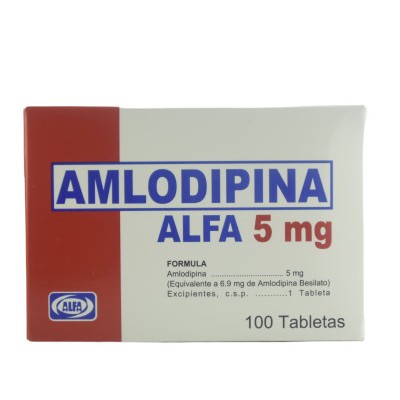 AMLODIPINA ALFA 5MG 100 TABLETAS C/B (CADA BLISTER)
