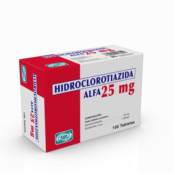 HIDROCLOROTIAZIDA ALFA 25MG 100 TABLETAS C/B (CADA BLISTER)