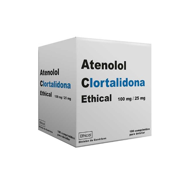 ATENOLOL + CLORTADILONA ETHICAL 100/25MG 100 COMPRIMIDOS C/B (CADA BLISTER)(4)