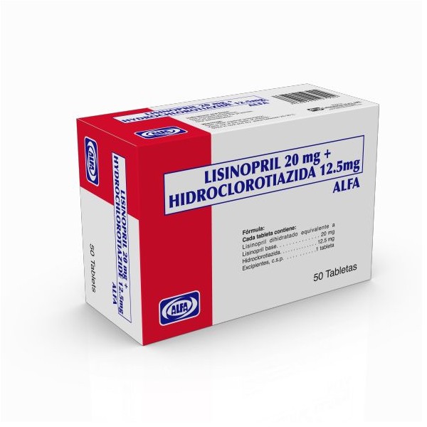 LISINOPRIL + HIDROCLOROTIAZIDA ALFA 20/12.5MG 50 TABLETAS C/B (CADA BLISTER)