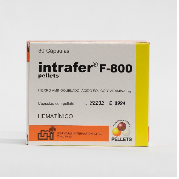 INTRAFER F 800 30 CAPSULAS* (HIERRO-ACIDO FOLICO-B12)