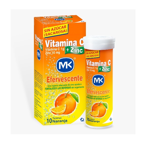 VITAMINA C + ZINC MK 10 TABLETAS EFERVECENTES NARANJA