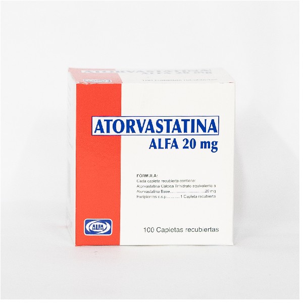 ATORVASTATINA ALFA 20MG 100 CAPLETAS C/B (CADA BLISTER)