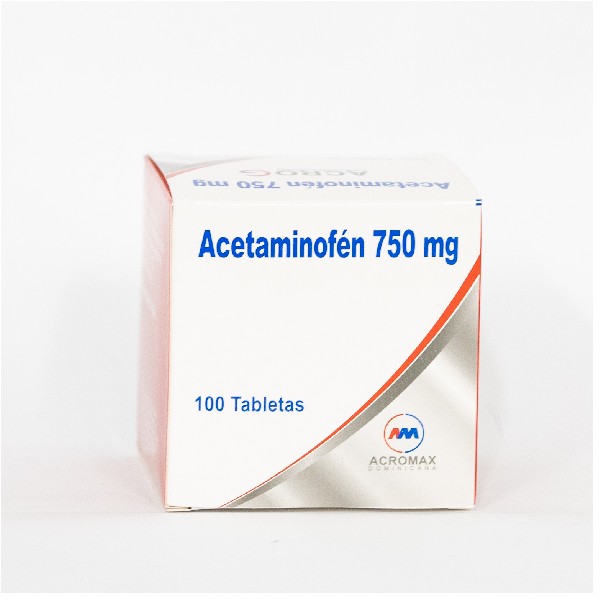 ACETAMINOFEN 750MG ACROG 100 TABLETAS C/U (CADA UNIDAD)*** (ACROMAX)