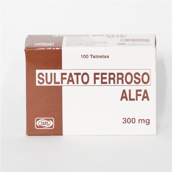 SULFATO FERROSO ALFA 100 TABLETAS C/B (CADA BLISTER)