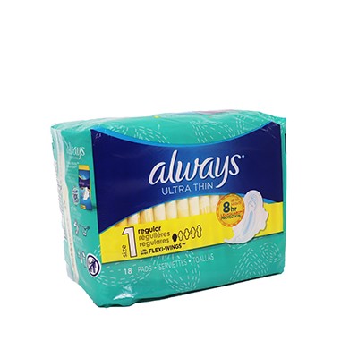 ALWAYS ULTRA THIN REGULAR 18 TOALLAS