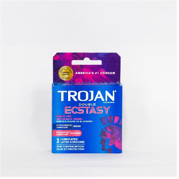 TROJAN DOUBLE ECSTASY 3 CONDONES LUBRICADOS DE LATEX