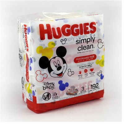 HUGGIES SIMPLY CLEAN FRAGANCE FREE 192 WIPES