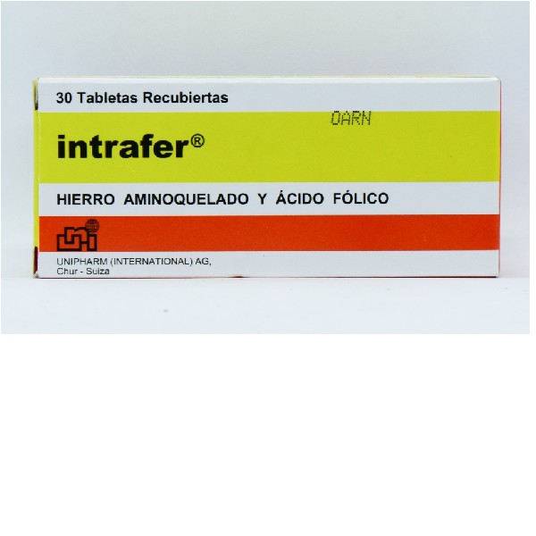 INTRAFER 30 TABLETAS* (HIERRO-ACIDO FOLICO-B12)